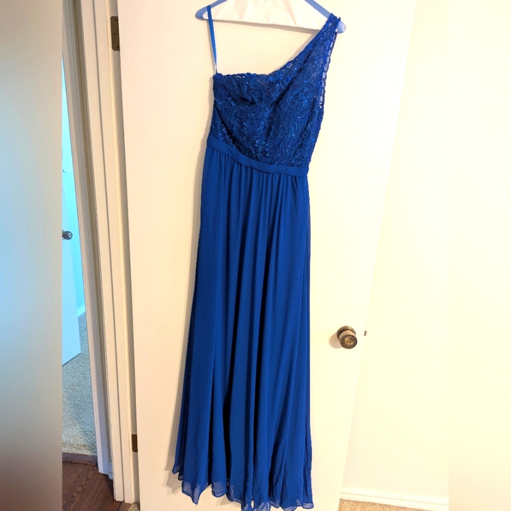 Royal Blue off the shoulder full length gown